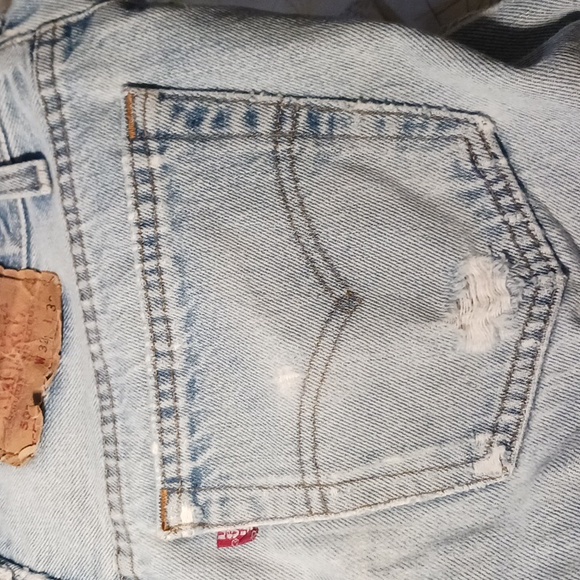 Thrashed Levis vintage hi waisted 501 90s distressed button fly jeans Women's 10 - Picture 10 of 15